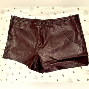 NWT Forever 21 Burgundy studded Faux Leather Shorts. Cute 100%